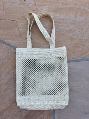 Straw Crochet Tote Handbag Universal Thread Beige